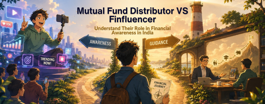 Hero image of dhanvantree blog on Mutual Fund Distributor VS Finfluencer
