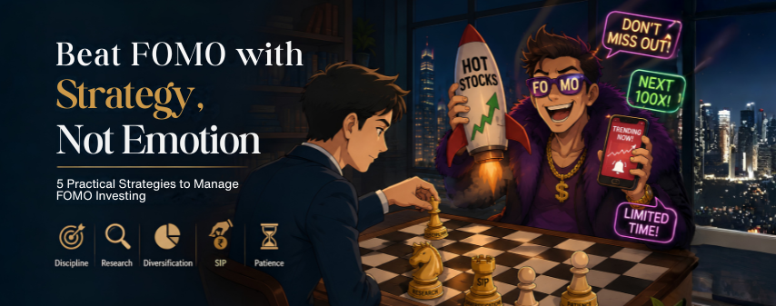 Hero image of Dhanvantree blog on Beat FOMO with Strategy, Not Emotion