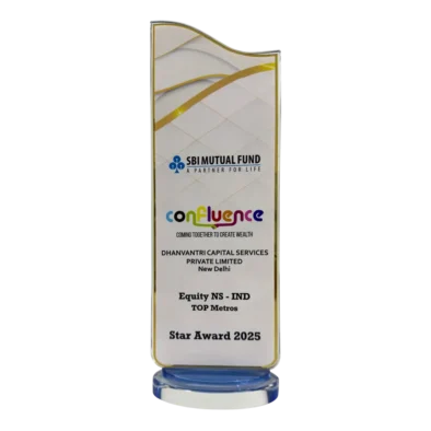 Dhanvantree – mutual fund distributor in Delhi awarded by SBI Mutual Fund AMC for Equity NS - IND Top Metros for 2025