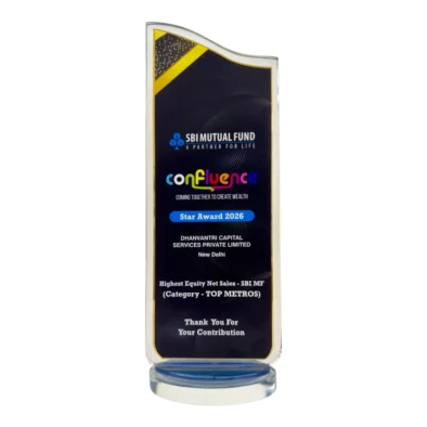 Dhanvantree – mutual fund distributor in Delhi awarded by SBI Mutual Fund AMC for Highest Equity Net sales for 2026
