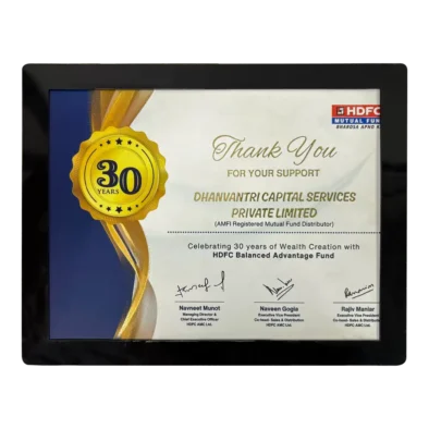 Dhanvantree – mutual fund distributor in Delhi awarded by HDFC Mutual Fund AMC for outstanding performance in success of HDFC Balance Advantage Fund